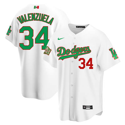 Men's Los Angeles Dodgers White #34 Toro Valenzuela White Green MLB Mexico 2020 World Series Stitched Jersey Men's Los Angeles Dodgers White #34 Toro Valenzuela White Green MLB Mexico 2020 World Series Stitched Jersey